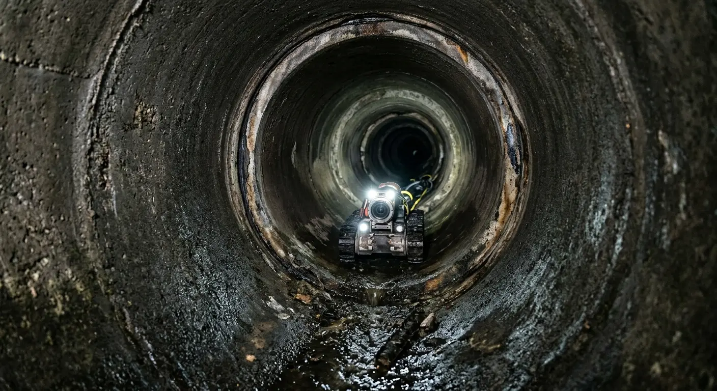 Robotic sewer camera inspecting pipe interior for Sewer Line Cleaning in Gloucester Point